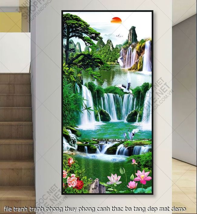file tranh tranh phong thuy phong canh thac ba tang dep mat